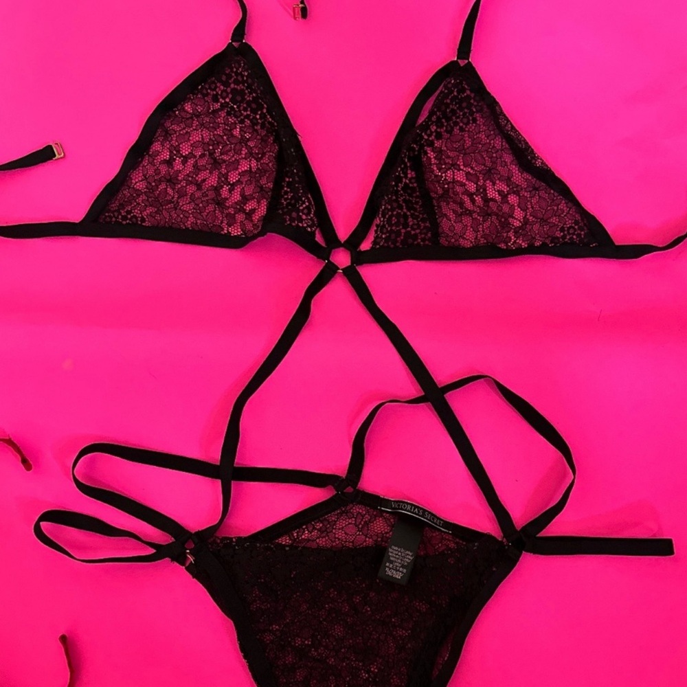 VS black lacey full body lingerie in black